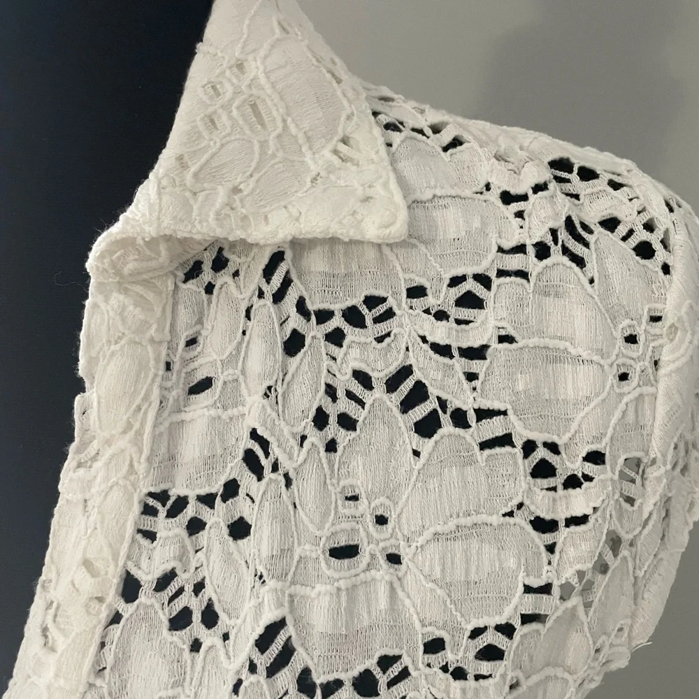 Maison Jules polo style lace look top in small - Picture 6 of 8